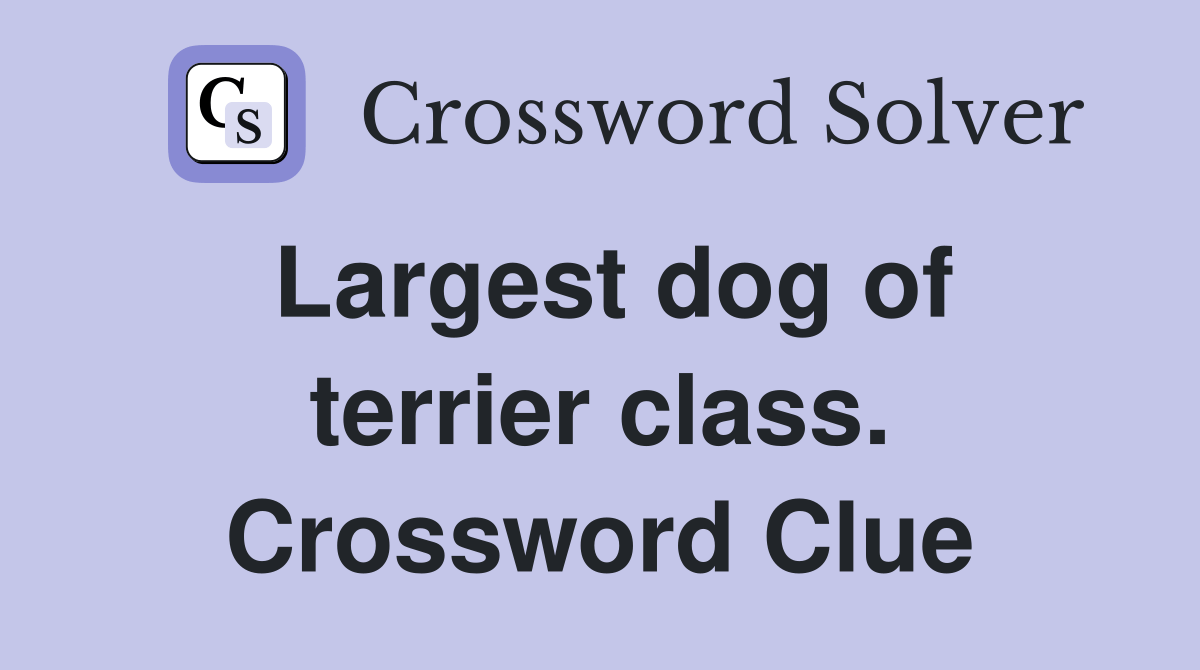 Largest dog of terrier class. Crossword Clue Answers Crossword Solver